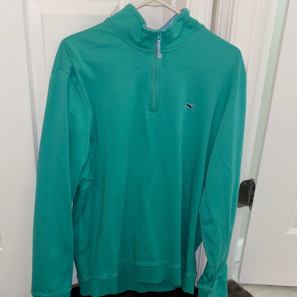 Vineyard Vines Men's Zip-Up Pullover Sweater - Teal Green